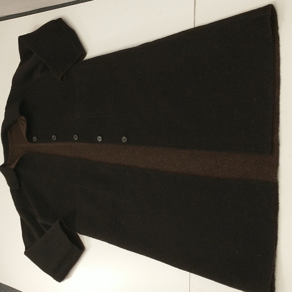 Reversible Alpaca Coat Made n Peru for Barry Bricken Coffee Brown & Dark Natural - Picture 10 of 14